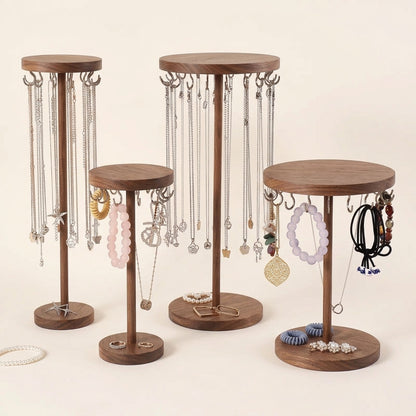 Porte-bijoux rond en bois pour colliers et bracelets