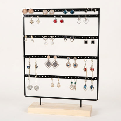 Porte boucles d'oreilles en métal et bois à 5 niveaux
